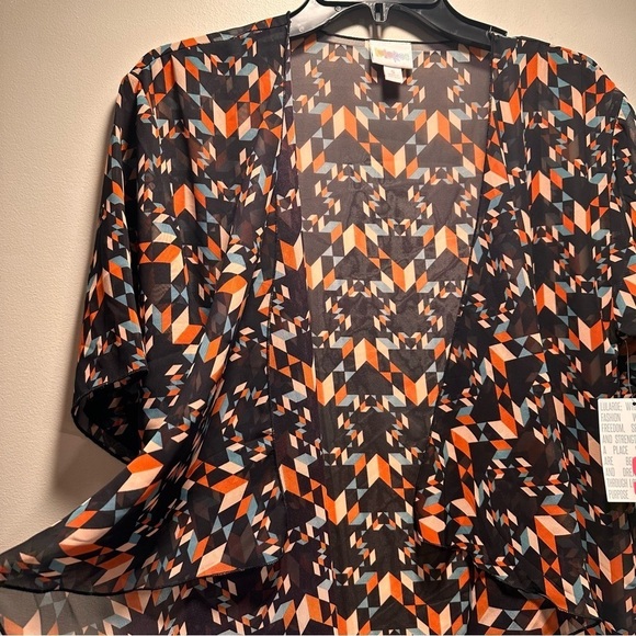 LulaRoe Monroe OpenFront Black Fringe Chiffon Sheer Coat Duster Bohemian Batwing - Picture 8 of 14